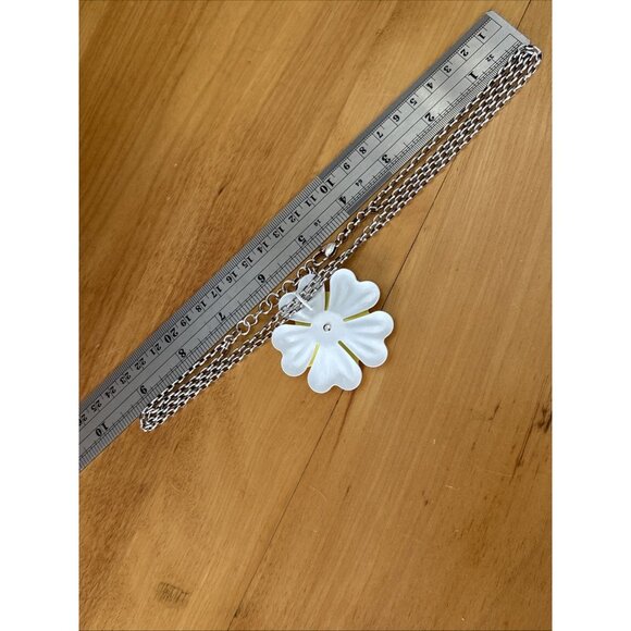 Brighton Corsage Daisy Flower Necklace Silver Tone Double Chain Extender 17-19" - Picture 8 of 12